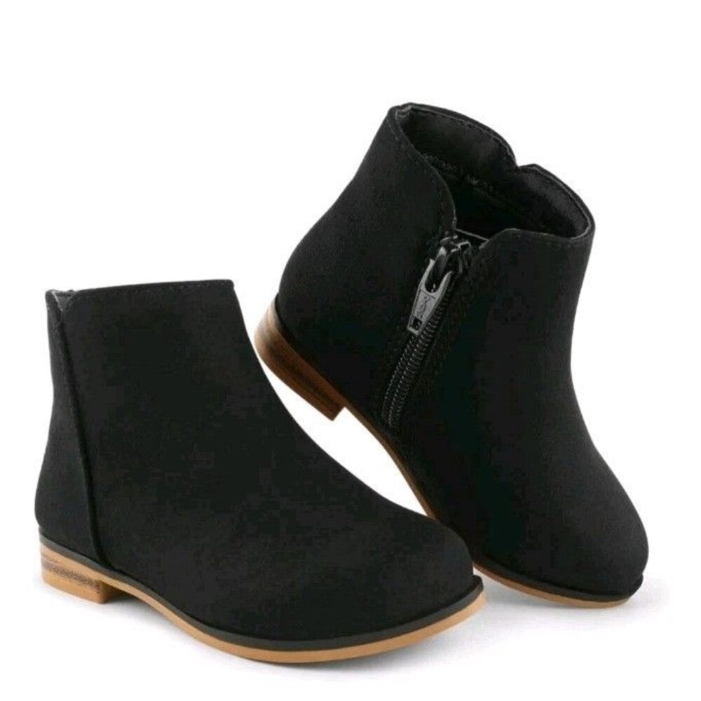 Cat & Jack Penelope Boots Toddler Girl Sz 11 Black Zipper Booties Faux Suede New